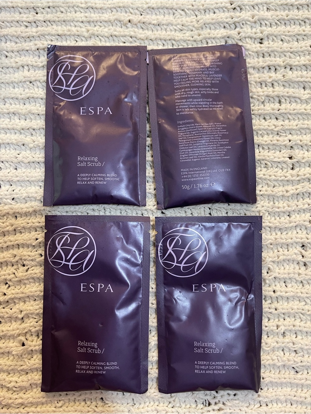 ESPA Relaxing Salt Scrub Single-Use Sachet Bundle of 4